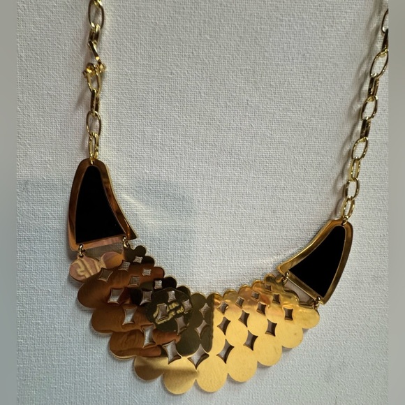 NYC Gold and Black Geometric Necklace - Picture 2 of 5